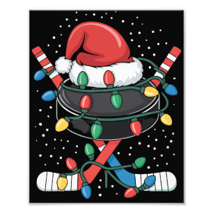 Weihnachts-Hockey-Xmas-Santa-Sportmütze Ball Fotodruck