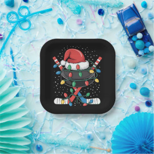 Weihnachts-Hockey-Xmas-Santa-Sportmütze Ball Pappteller