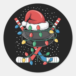 Weihnachts-Hockey-Xmas-Santa-Sportmütze Ball  Runder Aufkleber
