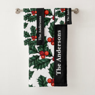 Weihnachts Holly Badhandtuch Set