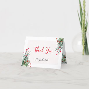Weihnachts Holly Berry Blätter geklappt Dankeschön Dankeskarte