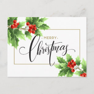 Weihnachts Holly Berry Branch Corporate Gruß Feiertagspostkarte