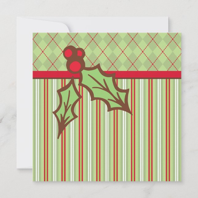 Weihnachts Holly Einladungen (Vorderseite)