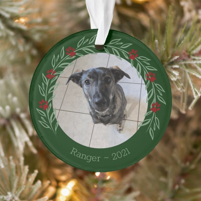 Weihnachts-Holly Elegant Foto Ornament (Baum)