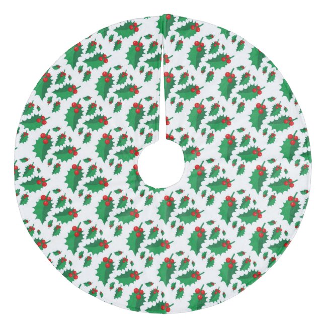 Weihnachts Holly Fleece Weihnachtsbaumdecke (Vorderseite)