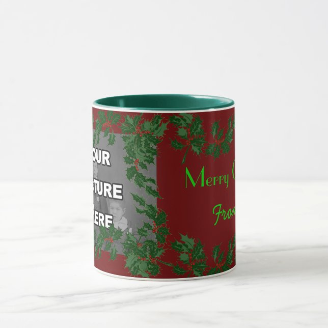 Weihnachts-Holly-Foto-Tasse Tasse (Zentrum)