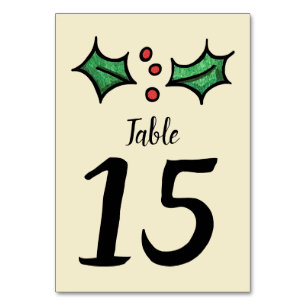 Weihnachts-Holly-Hochzeit-Tischnummer Tischnummer