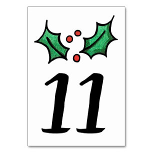 Weihnachts-Holly-Hochzeit-Tischnummer Tischnummer