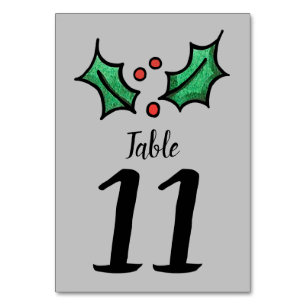 Weihnachts-Holly-Hochzeit-Tischnummer Tischnummer