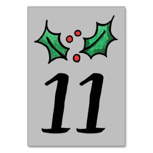 Weihnachts-Holly-Hochzeit-Tischnummer Tischnummer