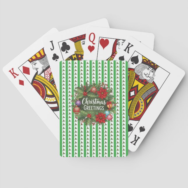 Weihnachts-Holly-Muster mit Kranz Spielkarten (Rückseite)