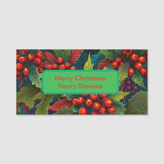 Weihnachts-Holly-Name-Abzeichen Namensschild (Vorderseite)