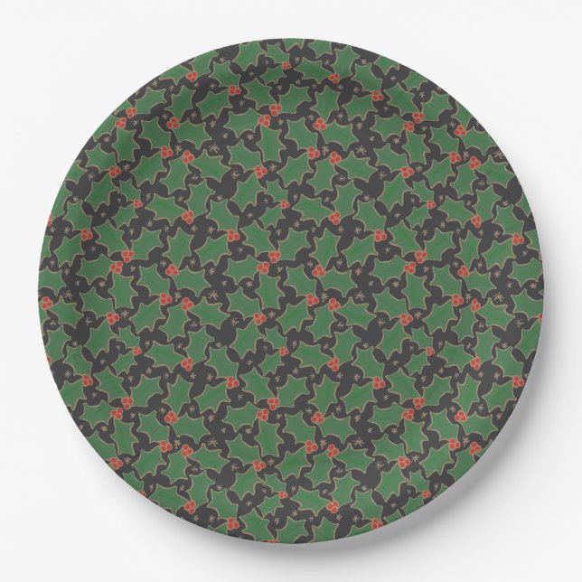 Weihnachts Holly Pappteller (Vorderseite)