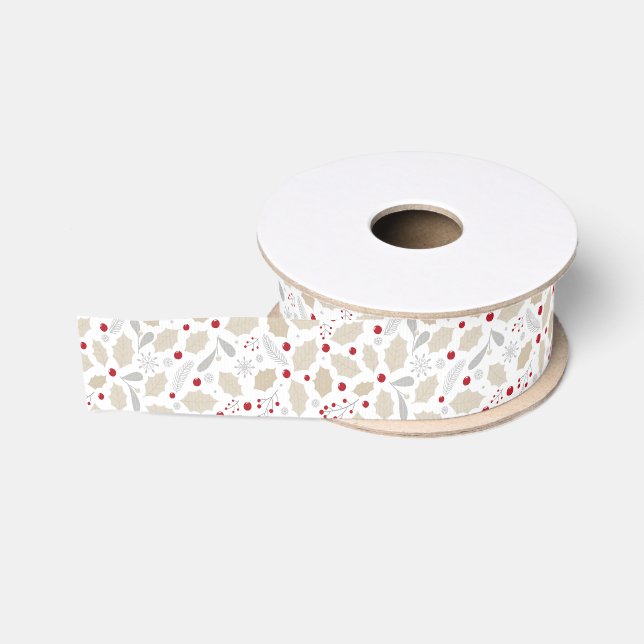 Weihnachts Holly Ripsband (Spule)