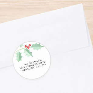 Weihnachts-Holly-Rücksendeadresse Runder Aufkleber
