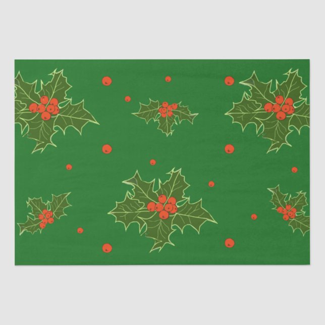Weihnachts Holly Seidenpapier (Vorderseite)