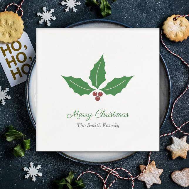 Weihnachts Holly Serviette (Christmas Holly Napkins)