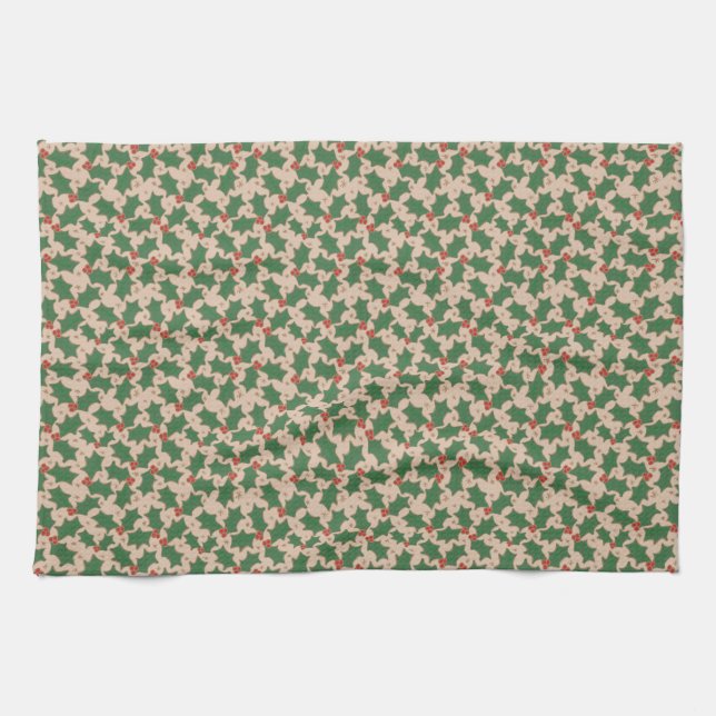 Weihnachts Holly Tee Handtuch (Horizontal)