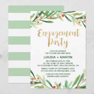 Weihnachts-Holly-Wreath-Engagement-Partei Einladung