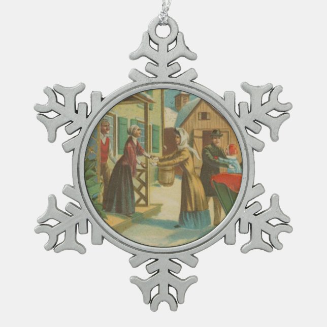 Weihnachts-Homecoming Schneeflocken Zinn-Ornament (Vorderseite)