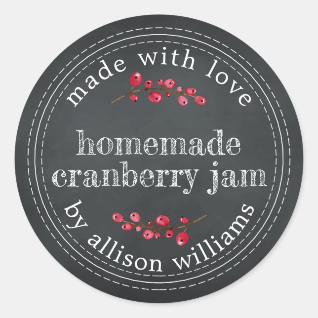 Weihnachts-Homemade Cranberry Jam Chalkboard Runder Aufkleber (Vorderseite)