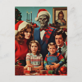 Weihnachts-Horror Retro Familienportrait Postkarte