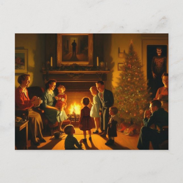 Weihnachts-Horror Retro Vintag Postkarte (Vorderseite)