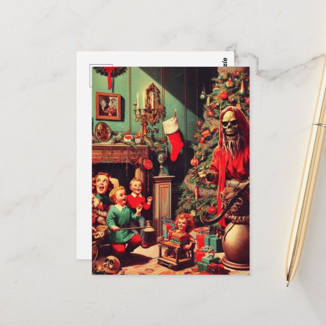 Weihnachts-Horror-Szene Postkarte (Vorderseite/Rückseite Beispiel)
