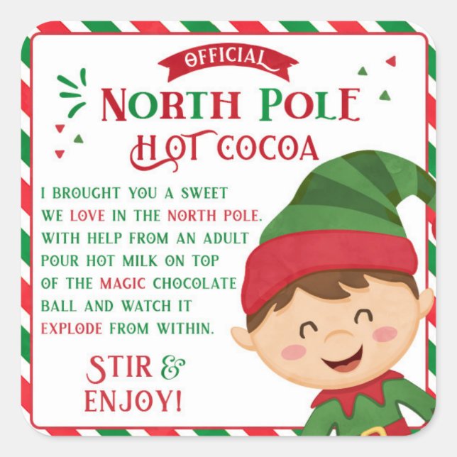 Weihnachts-Hot-Chocolate-Bombe Geschenksticker für Quadratischer Aufkleber (Vorderseite)