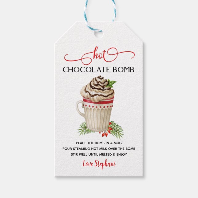 Weihnachts-Hot-Chocolate-Bombenmarken Geschenkanhänger (Vorderseite)