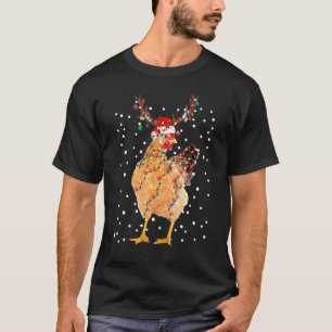 Weihnachts Huhn Henne Baumlichter Xmas Huhn T-Shirt