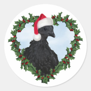 Weihnachts-Huhn * Svart Hona Runder Aufkleber