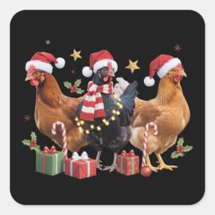 Weihnachts-Hühnerliebhaber-Geschenk Hühner Feierta Quadratischer Aufkleber