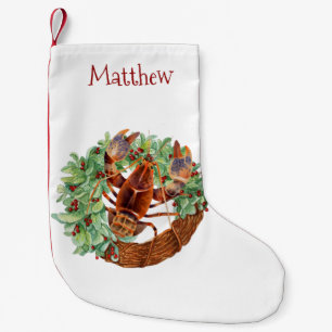 Weihnachts-Hummer-Krebs-Monogramm Kleiner Weihnachtsstrumpf