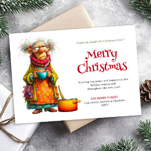 Weihnachts-Humor-Frau Benutzerdefinierte Druckbare Feiertagskarte