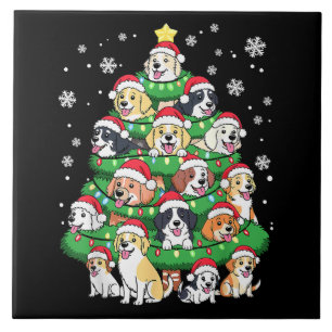 Weihnachts-Hund-Baum - Niedliche Fröhliche Weihnac Fliese