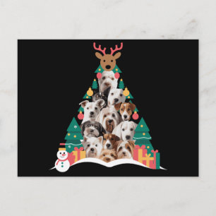 Weihnachts Hund Baum Rentier Xmas Schneemann Urlau Feiertagspostkarte