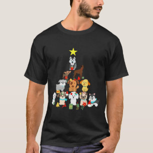 Weihnachts-Hund-Baum Süß Lustiger Welpe Hunde Xmas T-Shirt