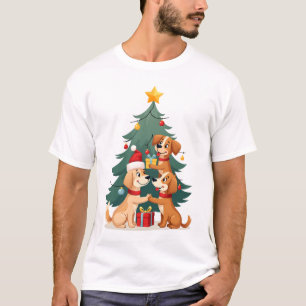 Weihnachts Hund Baum T-Shirt Süß Lustig Welpen Hun