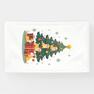 Weihnachts-Hund-Baum-T-Shirt Süß Lustig Welpen Hun Banner