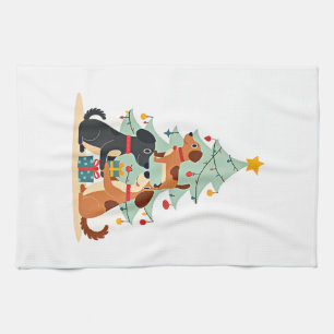 Weihnachts Hund Baum T-Shirt Süß Lustig Welpen Hun Geschirrtuch