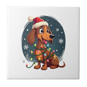 Weihnachts Hund Dachshund Weihnachtsmann Xmas Wien Fliese