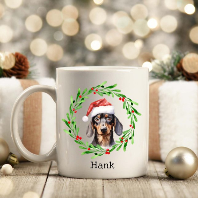 Weihnachts-Hund Dackel Weihnachtsmannmütze Urlaub Kaffeetasse (Von Creator hochgeladen)
