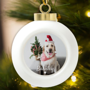 Weihnachts-Hund-Foto Minimal Modern  Keramik Kugel-Ornament