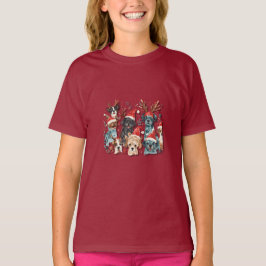 Weihnachts-Hund-Linienkunst-T-Shirt | Minimalistis T-Shirt