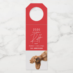 Weihnachts Hund lustig ruff Jahr einfache Typograf Flaschenanhänger