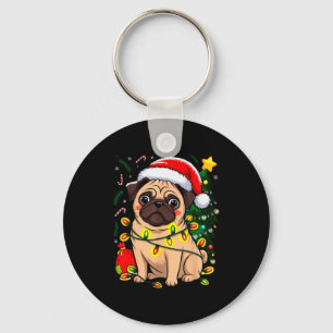 Weihnachts Hund Santa Claus Mops Welpe X-mas Schlüsselanhänger