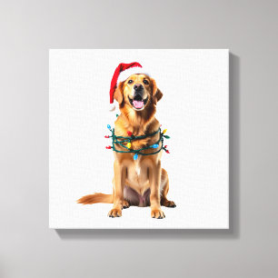 Weihnachts-Hund-Shirt, Weihnachten Golden Retrieve Leinwanddruck