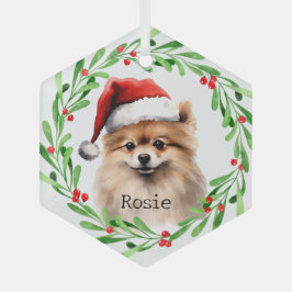 Weihnachts-Hund Spitz Urlaub Haustier Ornament Aus Glas