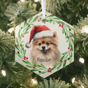 Weihnachts-Hund Spitz Urlaub Haustier Ornament Aus Glas